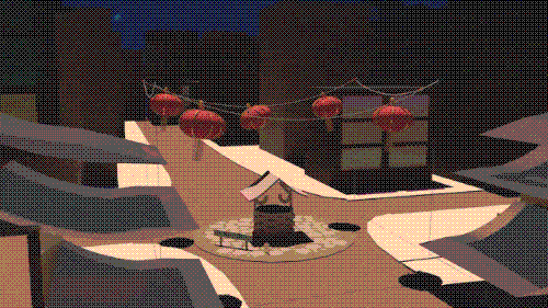 A full shot of the whole scene I modeled in Maya.